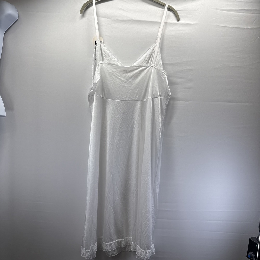 New Vintage Vanity Fair Womens White Lace Slip Size 40 24" Slip Dress Adj Straps - Picture 5 of 8